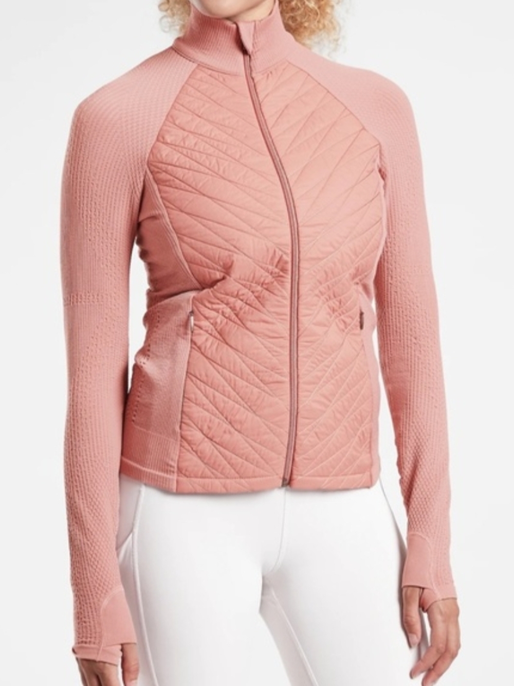 Athleta Flurry Force Insulated Primaloft Jacket L Pink Full Zip Gym Athletic
